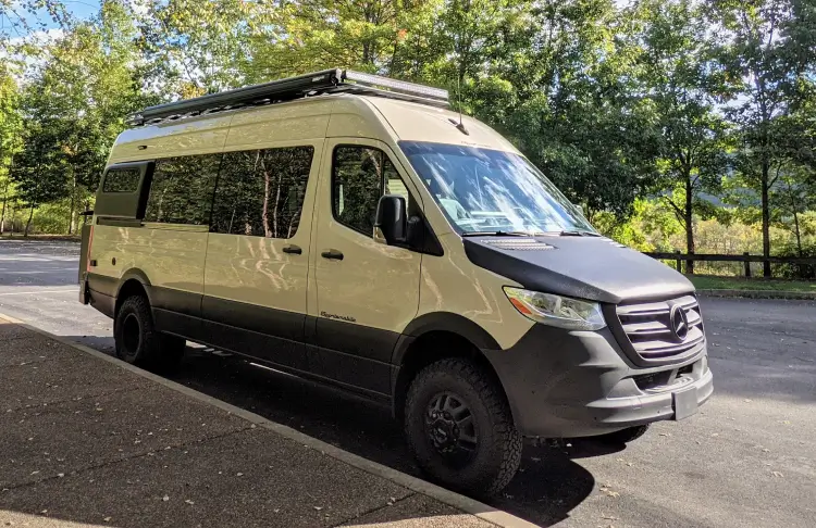 options-6 Beige converted Mercedes Sprinter van.